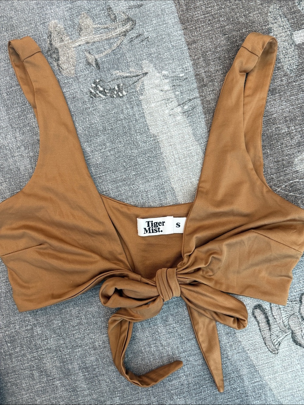 Tiger Mist Tan Gold Tie Front Bikini Top Size S Swimwear